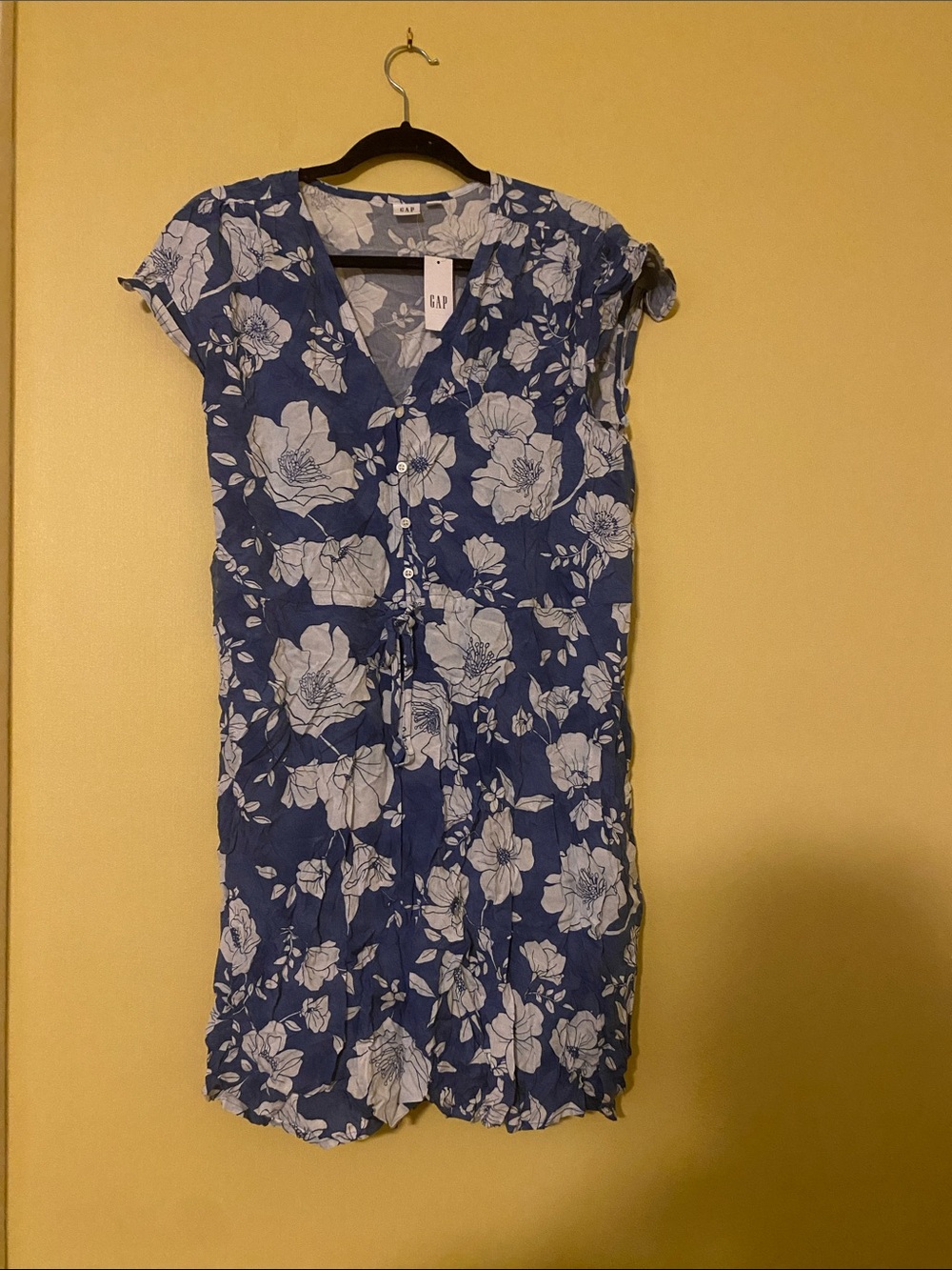 GAP Factory Blue Floral Button-Front Mini Dress